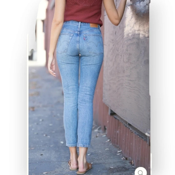 Levi's Premium 501 Skinny Jeans Nice as Pie Blue Distressed High Rise Ankle 28 - Picture 7 of 16